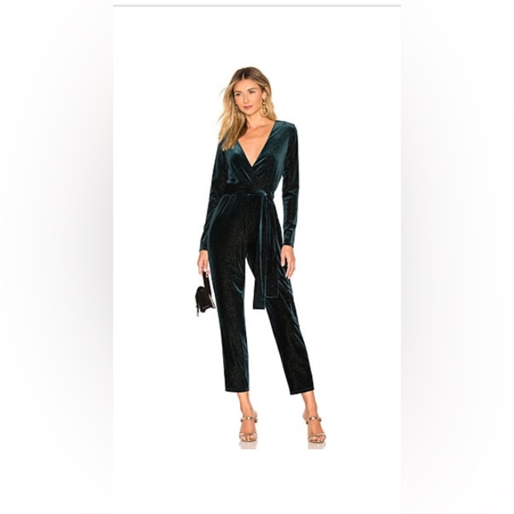 Lovers + Friends Deep Emerald Velvet Jumpsuit From Revolve